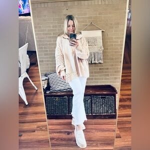 Timing Open-Knit Zip Front Cardigan